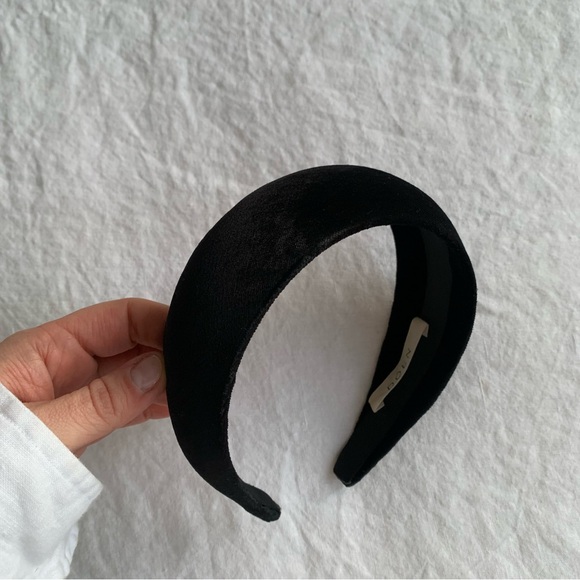 Doen Sestri Velvet Grosgrain Padded Puffy Wide Hair Headband Black main image 2